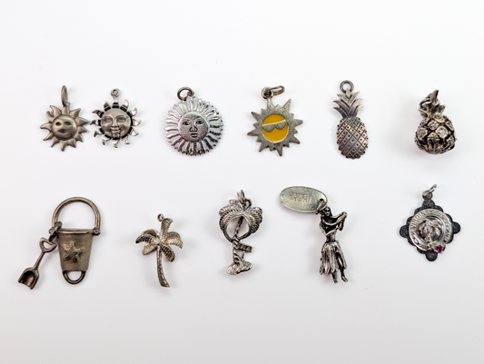 Lot of Sterling Silver Beach/Island Life Charms - Choose by Charm! - Stamped and Tested Sterling - Suns, Palm Trees, Pineapples