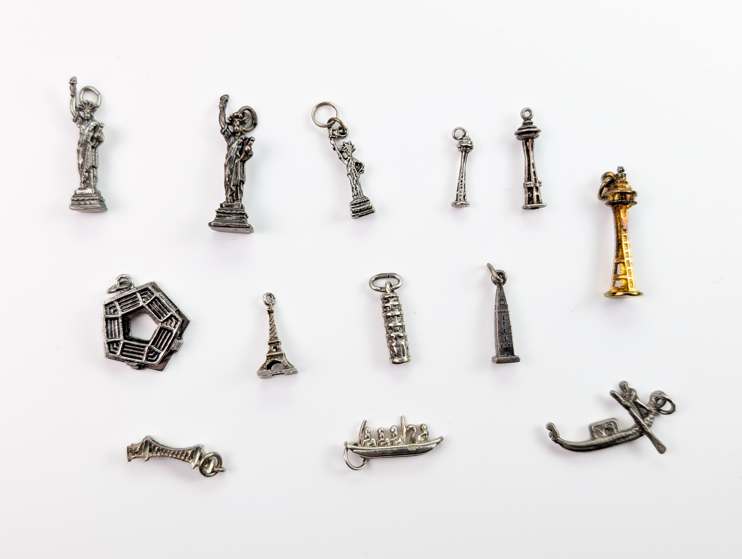 Lot of Sterling Silver Locational Landmark Charms - Choose by Charm! - Stamped and Tested Sterling - Statue of Liberty, Eifel Tower, Space Needle