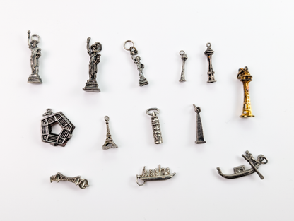 Lot of Sterling Silver Locational Landmark Charms - Choose by Charm! - Stamped and Tested Sterling - Statue of Liberty, Eifel Tower, Space Needle