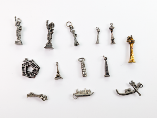 Lot of Sterling Silver Locational Landmark Charms - Choose by Charm! - Stamped and Tested Sterling - Statue of Liberty, Eifel Tower, Space Needle