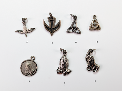 Sterling Silver Religious Charms - Choose by Charm! - Stamped and Tested Sterling - Crosses, Doves, Hands of Prayer