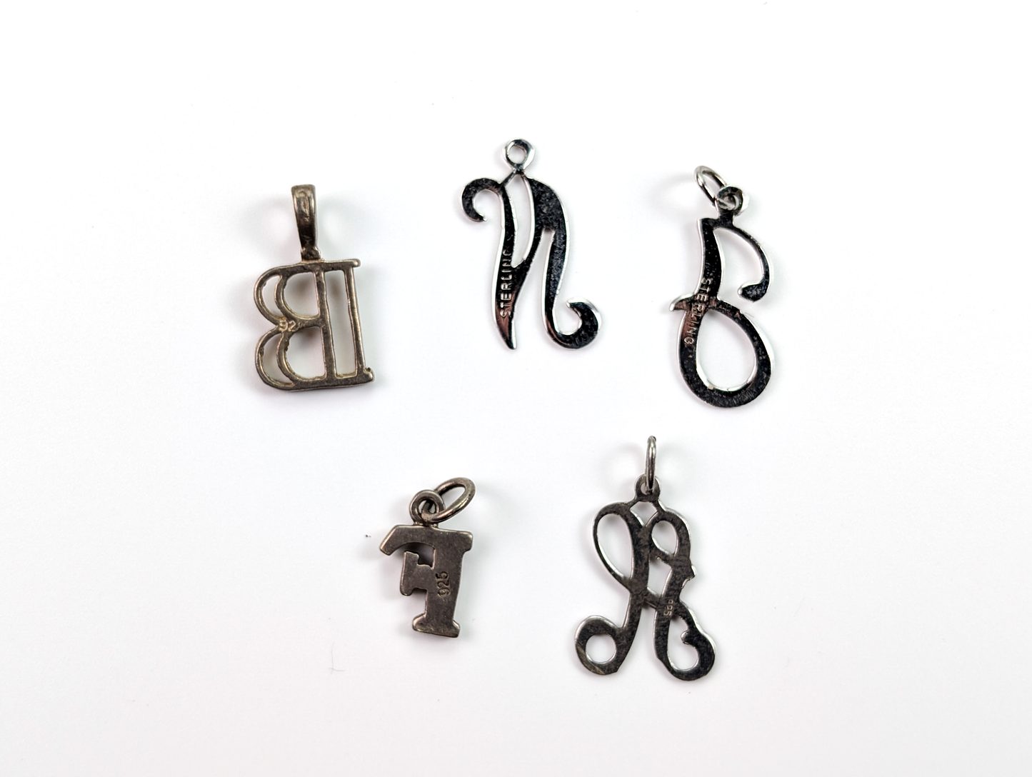 Sterling Silver Words/Initials/Symbols Charms - Choose by Charm! - Stamped and Tested Sterling - I Love You, Cash, Cursive