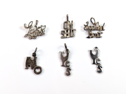 Sterling Silver Words/Initials/Symbols Charms - Choose by Charm! - Stamped and Tested Sterling - I Love You, Cash, Cursive