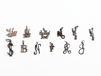 Sterling Silver Words/Initials/Symbols Charms - Choose by Charm! - Stamped and Tested Sterling - I Love You, Cash, Cursive