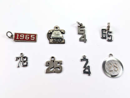 Sterling Silver Numbers Charms - Choose by Charm! - Stamped and Tested Sterling - Graduation Dates, Years, Numbers