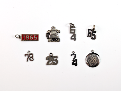 Sterling Silver Numbers Charms - Choose by Charm! - Stamped and Tested Sterling - Graduation Dates, Years, Numbers