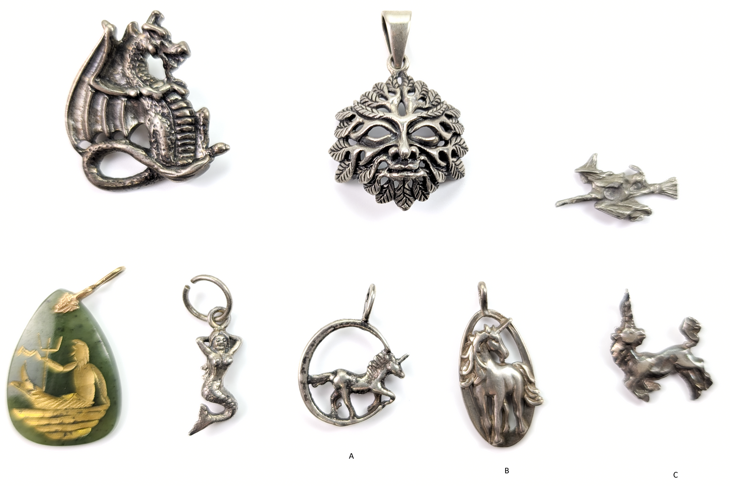 Sterling Silver Fantasy Charms - Choose by Charm! - Stamped and Tested Sterling - Dragons, Mermaids, Witches