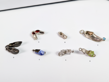 Sterling Silver Shoe Charms - Choose by Charm! - Stamped and Tested Sterling - Ballet Slippers, Heels, Boots