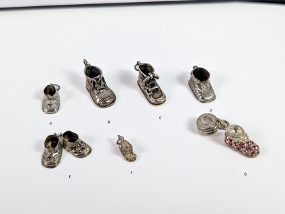 Sterling Silver Shoe Charms - Choose by Charm! - Stamped and Tested Sterling - Ballet Slippers, Heels, Boots