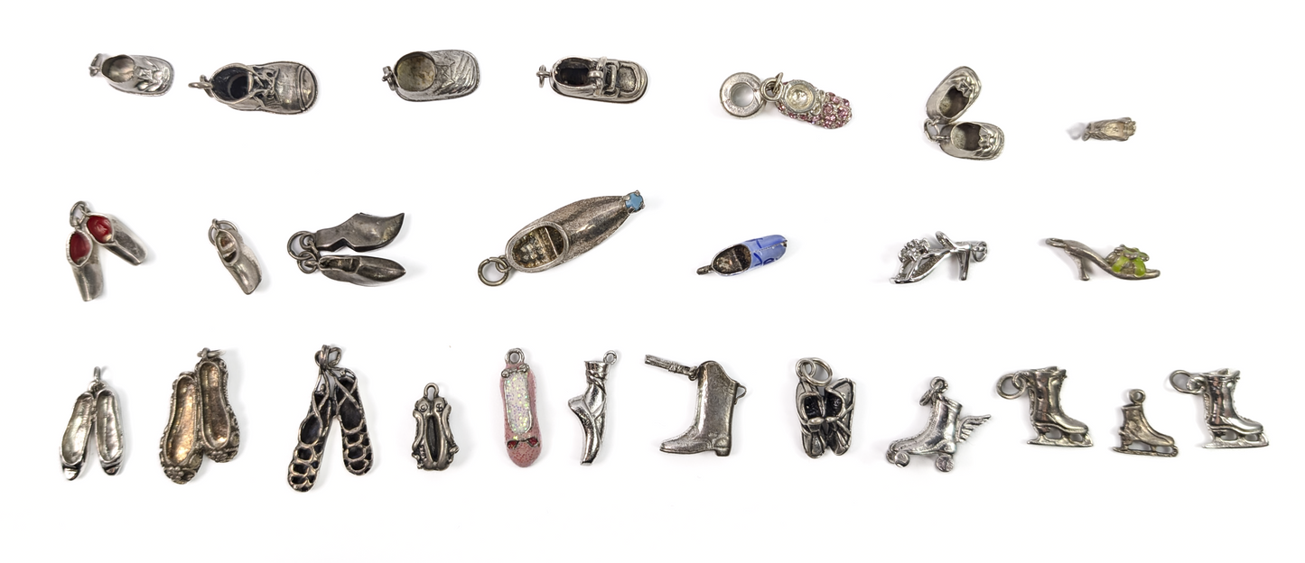 Sterling Silver Shoe Charms - Choose by Charm! - Stamped and Tested Sterling - Ballet Slippers, Heels, Boots