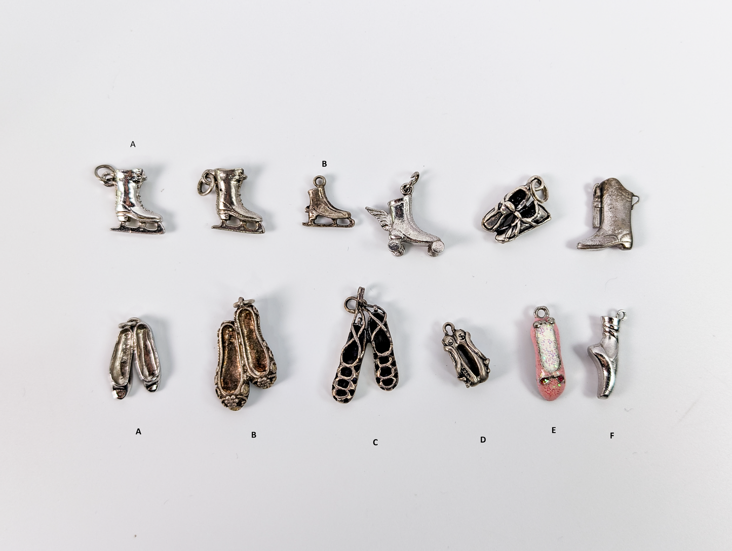 Sterling Silver Shoe Charms - Choose by Charm! - Stamped and Tested Sterling - Ballet Slippers, Heels, Boots