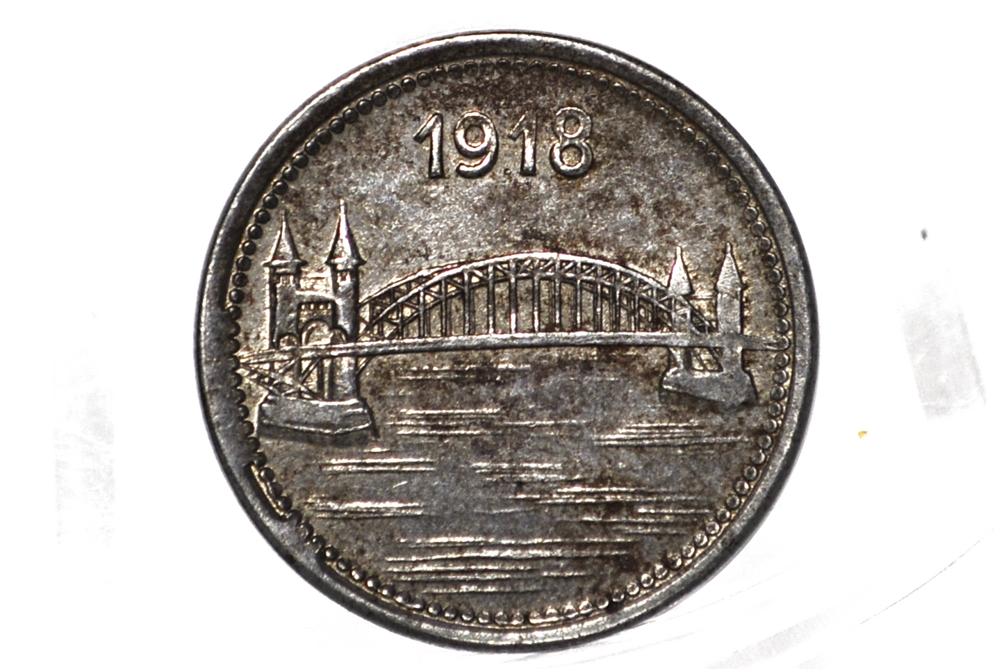 1918 German Bonn and Sieg 5 Pfennig - Notgeld Emergency Coinage - WWI Token - Rhine Bridge Bonn