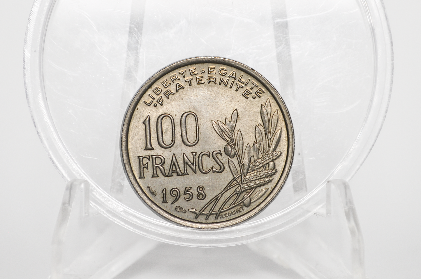 1958-B French 100 Francs Coin - UNC - Rarer Date - One Hundred Franc Coin 1958 France - French Coins
