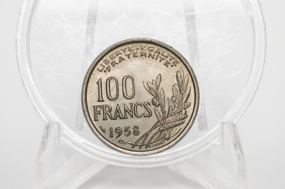 1958-B French 100 Francs Coin - UNC - Rarer Date - One Hundred Franc Coin 1958 France - French Coins