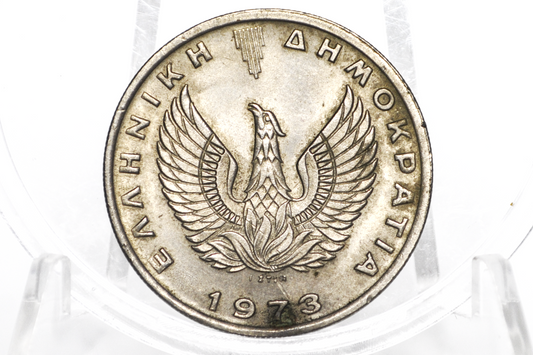 1973 Greek 10 Drachmai Coin - Rising Phoenix Drachmae - Pegasus Drachma Coin