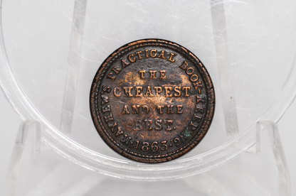 1863 Civil War Store Card Token - Merchant CWT - Mayhew's Practical Book Keep - Albion Commercial College - Albion, Michigan