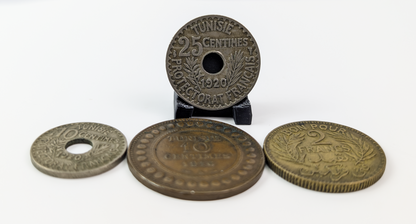 Lot of 4 French Occupied Tunisia Coins - 1916-1921 Varying Denominations - Antique Tunisian Coins