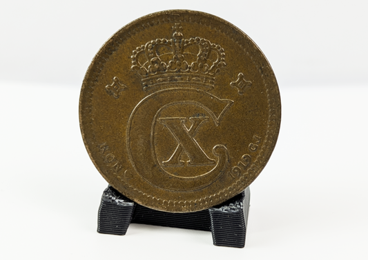 Set of 2 1919 Denmark 5 Ore Coin - Bronze and Iron Coins - AU Condition - WW1 Collectible - Great for Birthdays, Collections