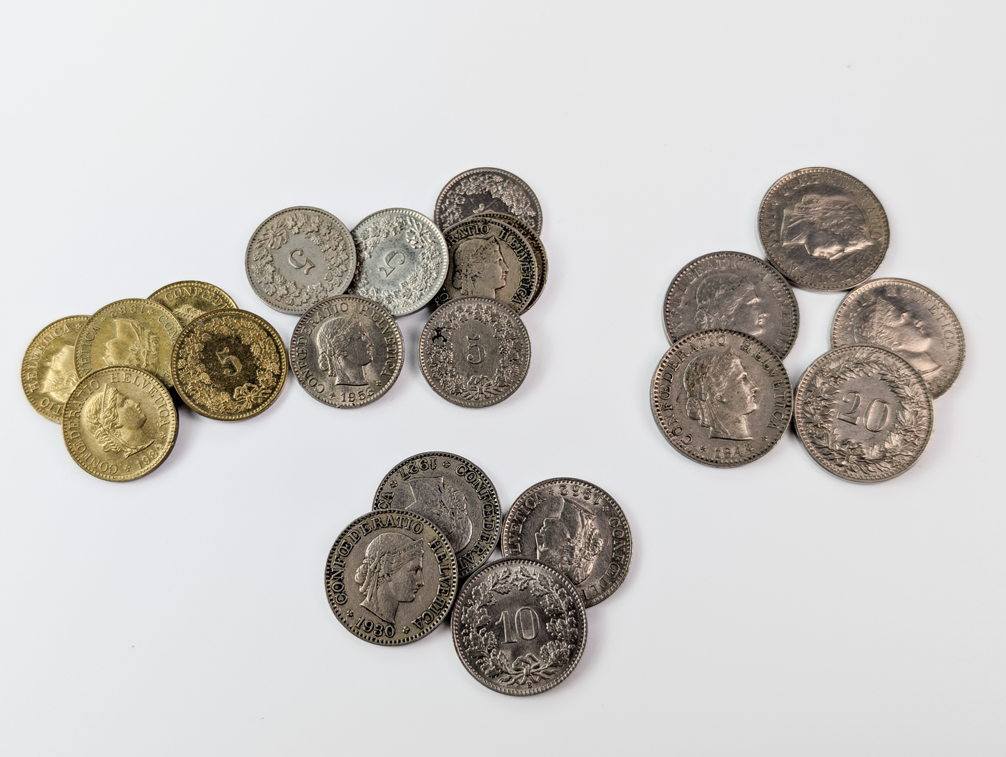Collection of Switzerland Rappen - Varying Dates and Denominations - 1891-1989 - Antique Swiss Coins