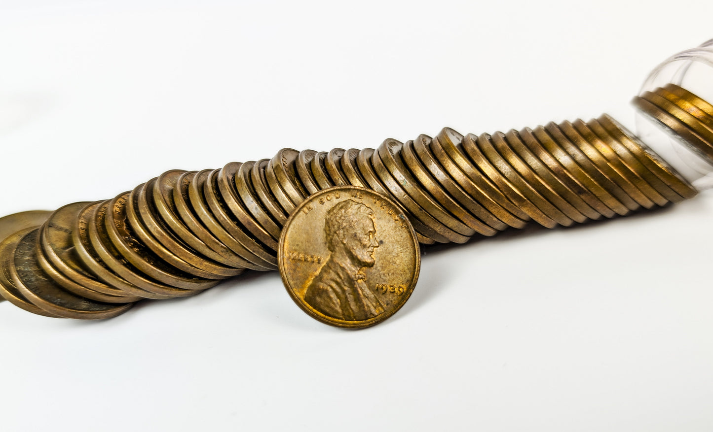1939 US Lincoln Wheat Penny Roll | 50 Coins | Uncirculated, Red/Brown