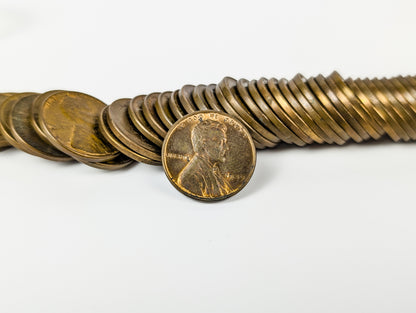 1939 US Lincoln Wheat Penny Roll | 50 Coins | Uncirculated, Red/Brown