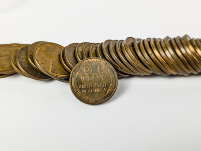 1939 US Lincoln Wheat Penny Roll | 50 Coins | Uncirculated, Red/Brown