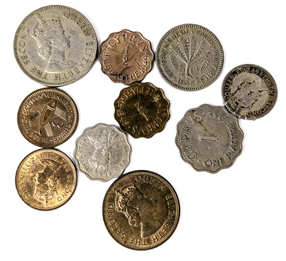 Collection of Cyprus Piastre and Mils Coins - Varying Dates and Denominations - 1934-1955 - Vintage Cyprus Coins