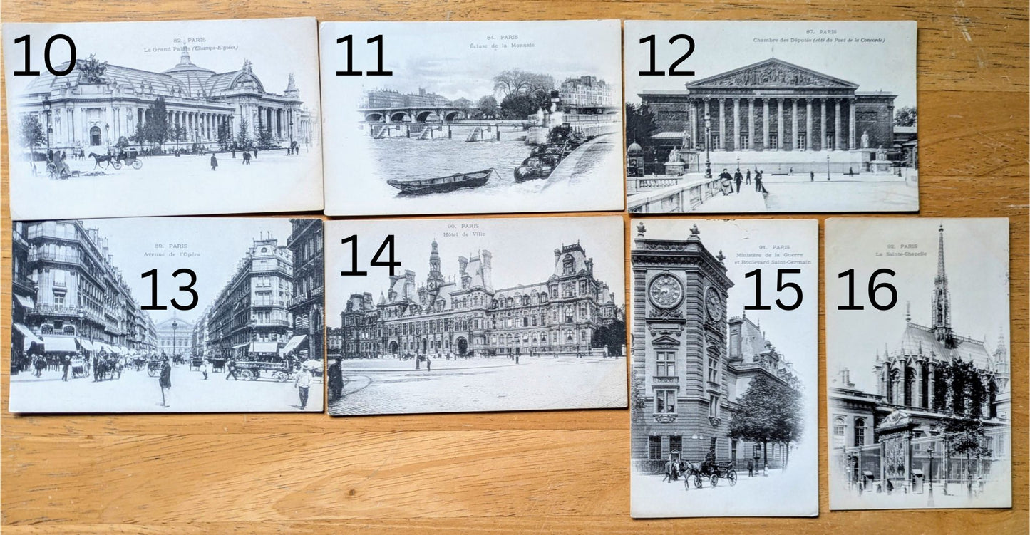 Antique Tour of Paris Black and White Postcards - 19 Famous Parisian Sights to Choose From! - Vintage 1900s Paris Postcards