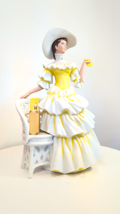 1990 Avon Mrs. Albee Award Porcelain Figurine - Yellow and White Dress - Like New, No Box - Avon Presidents Club Award 1990