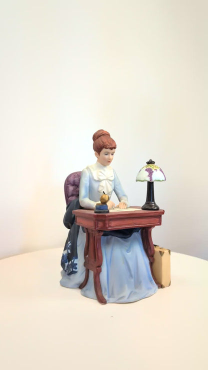 1985 Avon Mrs. Albee Award Porcelain Figurine - Writing Desk - Like New, No Box - Avon Presidents Club Award 1985