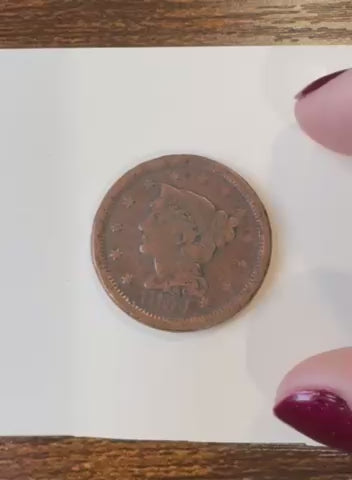 1854 One Cent Rotated Die Error Rare Coin - Unique Misaligned Obverse/Reverse 1800s One Cent