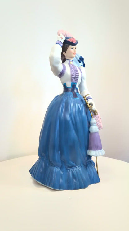 1996 Avon Mrs. Albee Award Porcelain Figurine - Blue and Purple Dress - Like New, No Box - Avon Presidents Club Award 1996