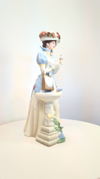 1998 Avon Mrs. Albee Award Porcelain Figurine - Birdbath - Like New, No Box - Avon Presidents Club Award 1998