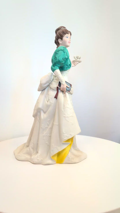 1995 Avon Mrs. Albee Award Porcelain Figurine - Holding Teacup - Like New, No Box - Avon Presidents Club Award 1995