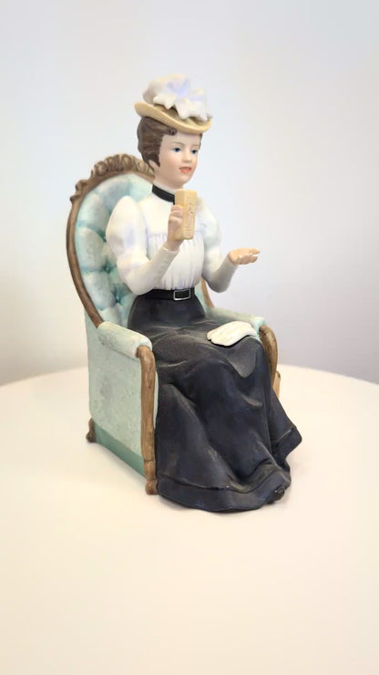 1982 Avon Mrs. Albee Award Porcelain Figurine - Victorian Chair - Like New, No Box - Avon Presidents Club Award 1982