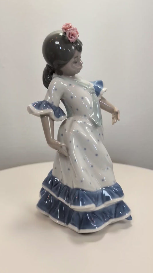 LLADRO Juanita - Flamenco Dancer Blue Spanish Traditions #5193 Glossy Finish LIKE NEW - No Box
