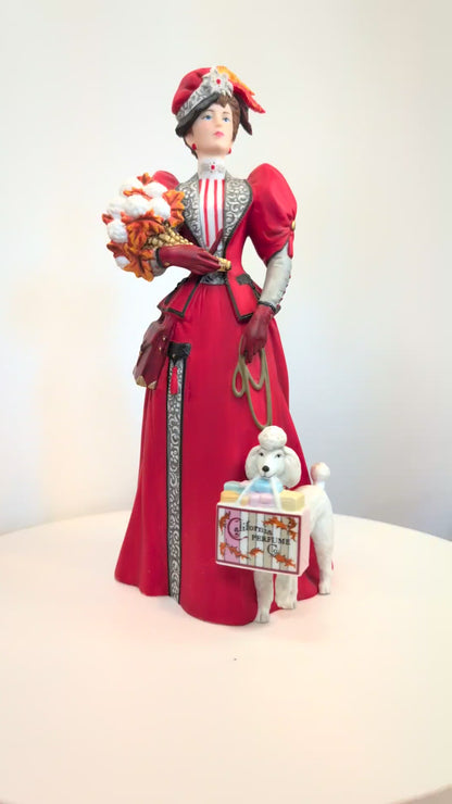 1997 Avon Mrs. Albee Award Porcelain Figurine - Christmas Poodle - Like New, No Box - Avon Presidents Club Award 1997