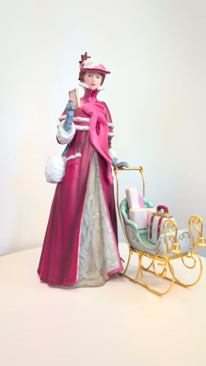 1989 Avon Mrs. Albee Award Porcelain Figurine - Christmas Sleigh - Like New, No Box - Avon Presidents Club Award 1989