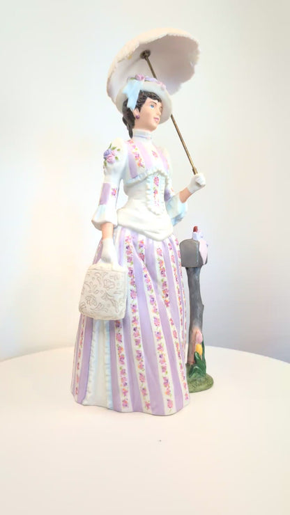 1988 Avon Mrs. Albee Award Porcelain Figurine - Umbrella & Mailbox - Like New, No Box - Avon Presidents Club Award 1988