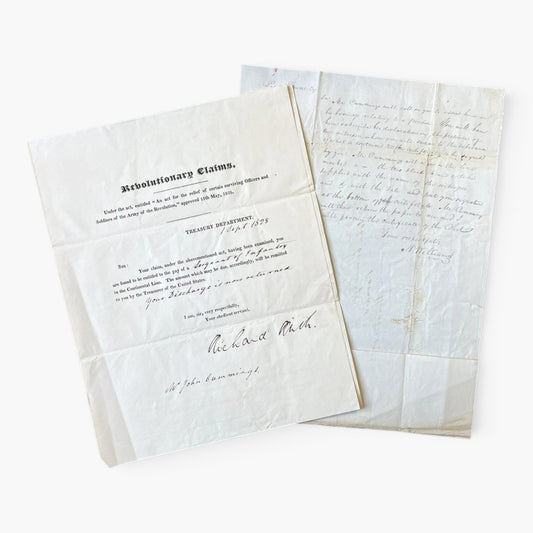 RARE Set of Two 1828 Richard Rush Signed Letters Revolutionary Claims Pension Documents - 1828 Treasury Department Printed Letter Signed Set