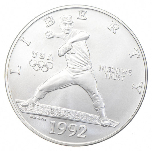 1992-D UNC Commemorative SILVER Dollar U.S. Olympic Baseball Coin Uncirculated With Box and COA