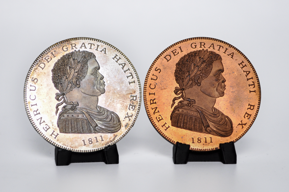Set of 2 Haiti 1811 Modern Restrike Commemorative Medal - Sterling Silver and Copper Medals - Henri Christophe
