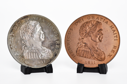 Set of 2 Haiti 1811 Modern Restrike Commemorative Medal - Sterling Silver and Copper Medals - Henri Christophe