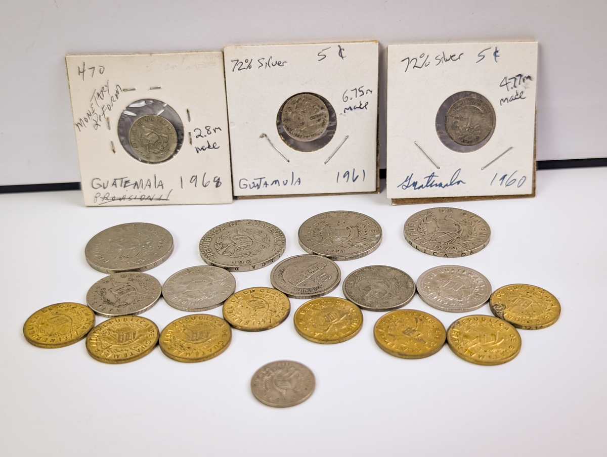Mixed Guatemala Foreign Currency Coin Lot Vintage Centavos - Large Vintage Guatemala Coin Collection