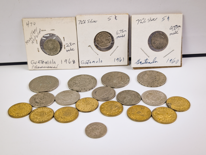 Mixed Guatemala Foreign Currency Coin Lot Vintage Centavos - Large Vintage Guatemala Coin Collection