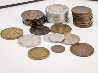 Mixed French Foreign Currency Coin Lot Vintage Francs - Large Vintage French Coin Collection