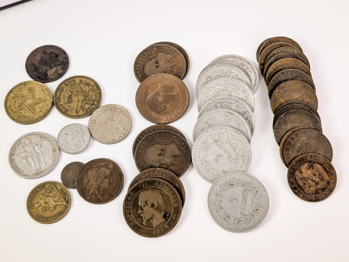 Mixed French Foreign Currency Coin Lot Vintage Francs - Large Vintage French Coin Collection