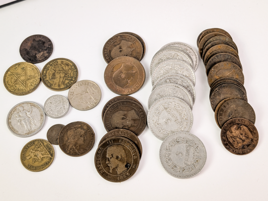 Mixed French Foreign Currency Coin Lot Vintage Francs - Large Vintage French Coin Collection