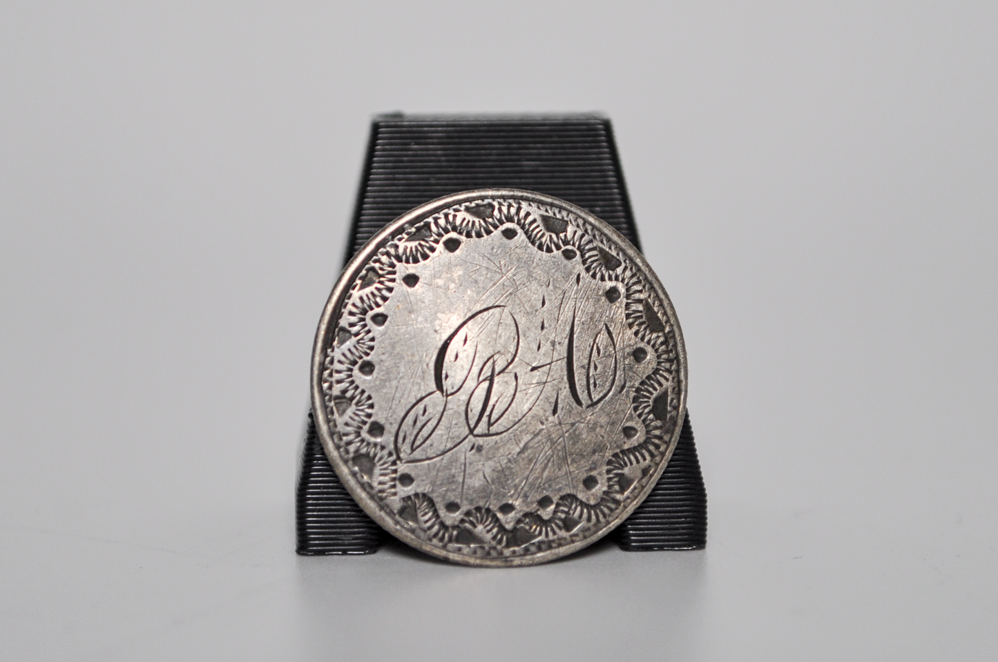 1853 Love Token Button - Initials "BA" - Arrows Adjacent From Date - Antique Love Token Button