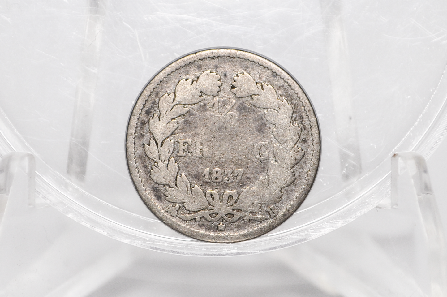 1/2 Franc 1837 - 90% Silver - King Louis-Philippe I - Antique French Coins - 136,000 Minted